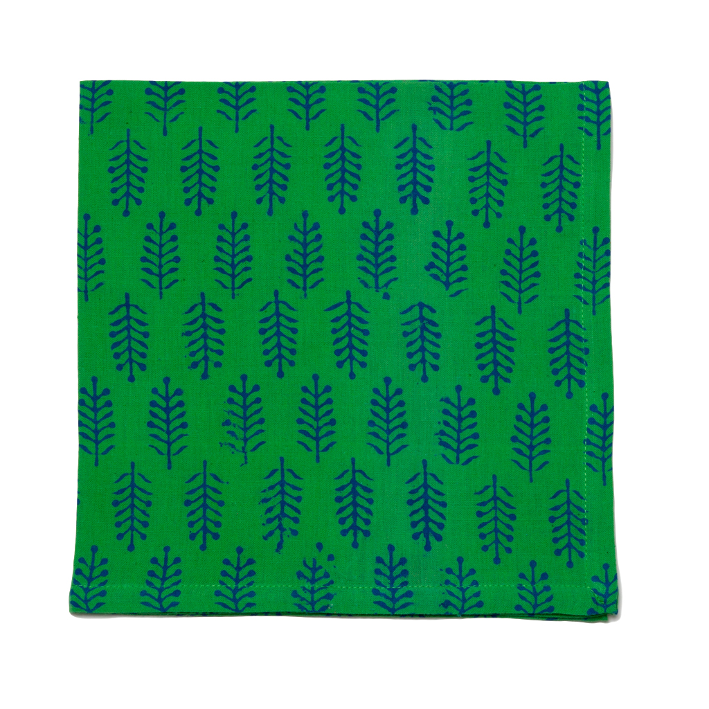 Fern Napkin - Parrot Green/Navy (Set of 2)